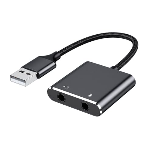 KEXIAO Adaptador de sonido USB para PC y portátil, micrófonos USB a 3,5 mm para altavoces de auriculares