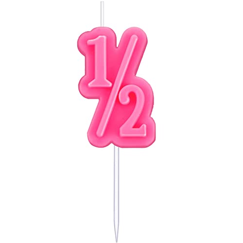 Image of Half Birthday Candle Half 1/2 Year Old Cake Topper for Baby's Half Year Old Birthday Anniversary Celebration Party Decorations (Pink)