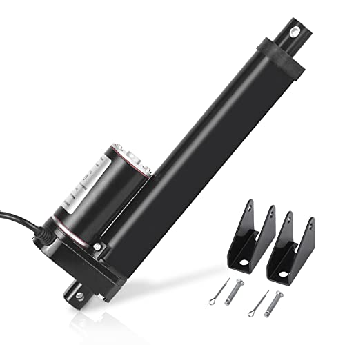 DC HOUSE 6 Inch (6") Stroke Linear Actuator 12V High Speed Actuator Motor 1000N 14mm/s with Brackets Mounting DC12V Linear Actuator with Mounting Bracket for Recliner TV Lift Coop Door