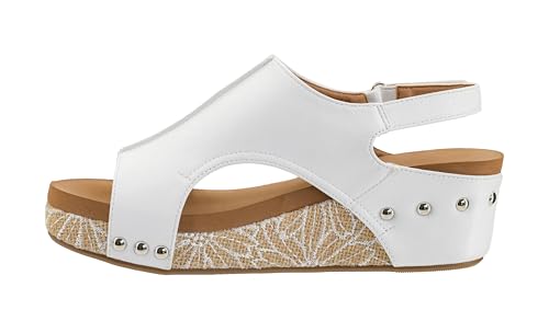 Corkys Footwear Women's Volta II Wedge Sandal - 2 Inch Cushioned Wedge, Hook & Loop Closure for Comfort & Style, Perfect for Casual & Dressy Outfits White Combo Size 08