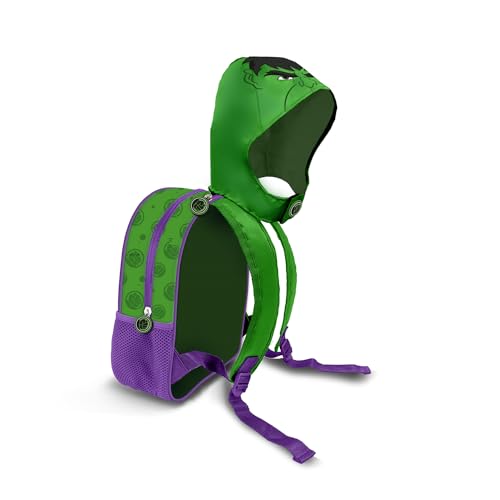 Marvel-Mochila con Capucha Hood, 26 x 31 cm, Capacidad 8.5 L, Verde Hulk