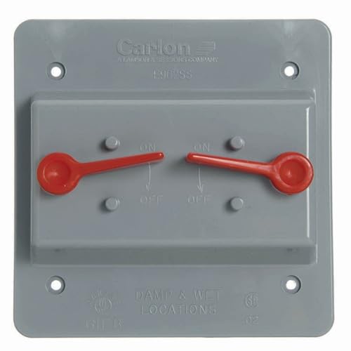 Thomas & Betts E9G2SSN Polycarbonate 2-Gang Weatherproof Non-Metallic Box Cover 4.84 Inch x 4.84 Inch x 1.84 Inch Carlon