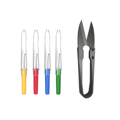 Image of Seam Ripper 3pcs Big Tool Set Piece Sewing Accessories Kit for Stitch Removal | Thread Cutting | Ideal for Sewing, Tailoring, DIY Projects | Stainless Steel Blades with Comfort Grip Handles (4, Seam Ripper + Cutter)