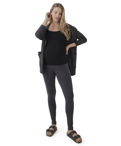 Pact Women's Made with Organic Cotton Maternity Leggings, On The Go Pregnancy Yoga Pants Storm