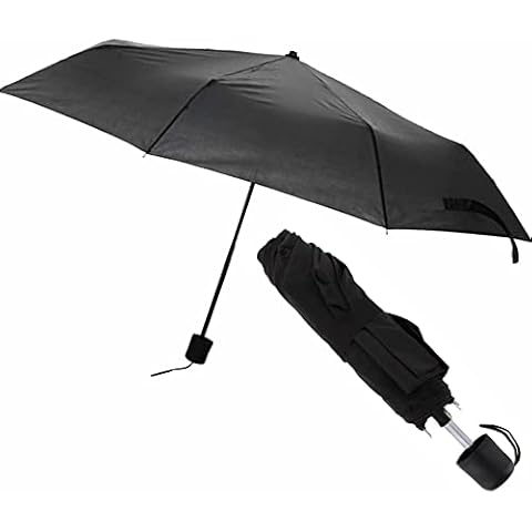 Classic Waterproof Umbrella Windproof Folding Daily Life Pocket Umbrellas With Reinforced Frame Durable Lightweight Compact Sun And Rain Protection Small Black Umbrella For Travel School (BLACK, MINI) Cover