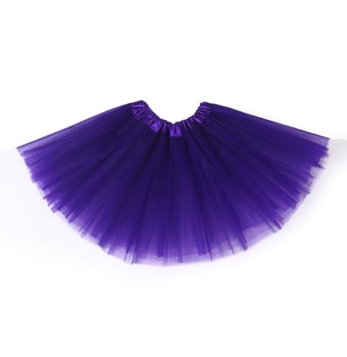 Fepdiu Girls Tutu Skirt 3 Layers Tulle Toddler Ballet Skirts Girls Tulle Tutu Dance Fit Most 3-10 yrs for Dance Party Costume (deep Purple)