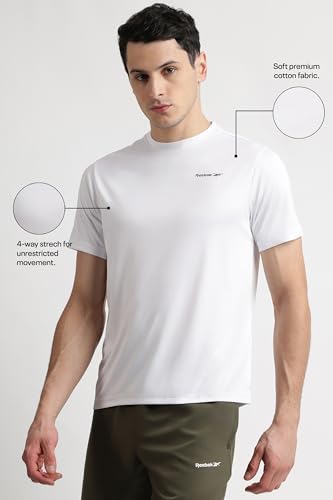 Image of Reebok Men's Polyester Gym T-Shirt - Moisture Wicking Sports T-Shirt for Men | Workout Running Training Tshirt for Men | Half Sleeve Active Tee