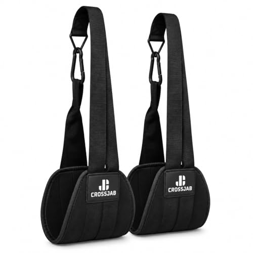 CROSSJAB AB Sling Straps for Pull Up Bar Hanging Padded Hanging Ab Straps with Steel Carabiners for Ab Swing & Leg Raises Core Training Pair Home Gym Fitness (Black)