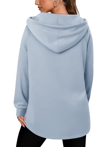 onlypuff Women Hoodie Pullover Trendy Quarter Zipper Lapel Sweatshirts Drawstring Cute Hooded Tunic Tops with Side Pockets