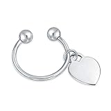 Heart Shape Id Tag Engravable Keychain Ball Screw Tips Horseshoe Key Ring For Women Polished Finish...