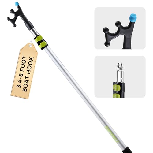 FancyEagle 3.48 FT Telescoping Aluminum Boat Hook for Docking Non-Slip Rubber Tip 3-Stage Floating Lightweight Sturdy Push-Pull Pole Scratch-Resistant Rustproof Standard 3/4 Threaded End
