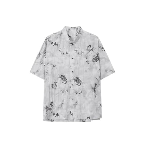 T-Shirt Homme Style Chinois Chemise Manches Courtes Ample Décontracté Bureau