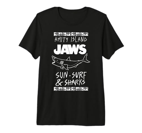 Jaws Amity Island Sun Surf & Sharks T-Shirt Haut de Gamme