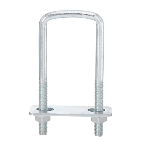 Image of uxcell Square U-Bolts, 6 Sets 40mm Inner Width 120mm Length M8 Zinc-Plated Carbon Steel U Clamp Bolt with Nuts and Plates, for Boat Trailer