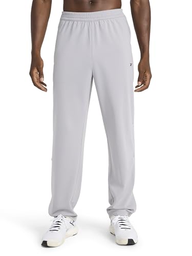Reebok Men’s Classics Basketball Matte Snap Pant, Standard Fit, 31” Inseam, Lightweight Poly Fabric, Leisure Grey, X-Large - image 1