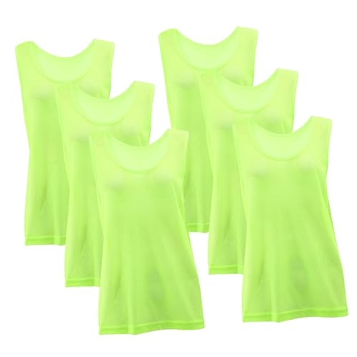 INOOMP Youth Soccer Training Vest 6-pack Breathable Sports Vest Polyester Machine Washable Quick Dry Fluorescent