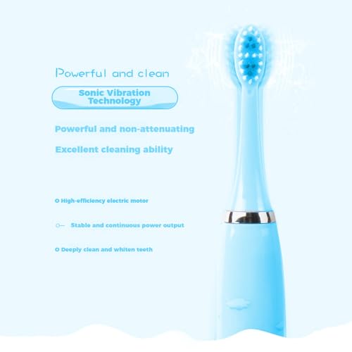 Image of 3 Pack Kids Battery Powered Sonic Toothbrush with 6 Brush Heads and Toothbrush Cover, AA Battery - Soft Bristles, IPX Waterproof, 2 Mins Timer (Blue)