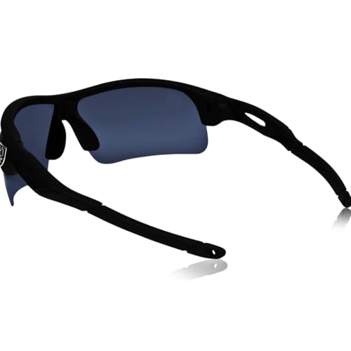 Image of IFLASH Non Polarized Mirrored Oversized Sports Sunglasses for Men Women, Outdoor Cricket Cycling Hiking Fishing Running Driving Baseball UV 400 Protection Anti Glare Goggles (BLACK - GREY)
