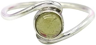 Minimalist Round Moldavite Ring, Handmade natural Moldavite jewelry, natural green Moldavite ring, healing gemstone, minimalist jewelry for her, gift for her, everyday jewelry