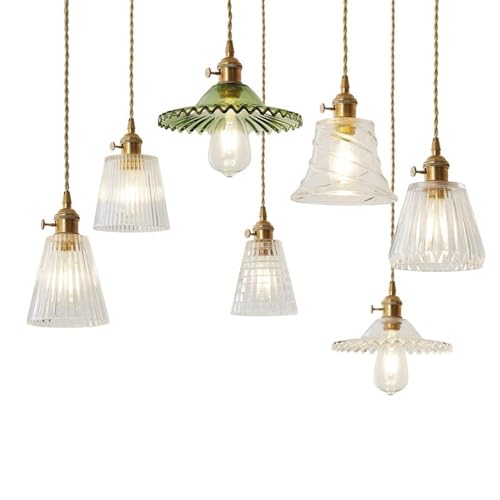 Lustre suspension lampe salon vintage cuivre et verre au style nordique