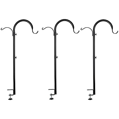 WOSIBO 3 Pack Three Span Deck Hook, 37 Inches Deck Bird Feeder Pole, Hanging Baskets Porch Multi-Hook for Deck Kit with Three Branches for Plant Hangers, Lanterns, Wind Chimes and More Cover