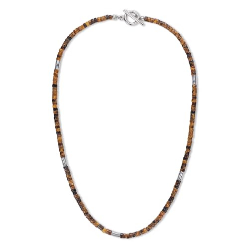 COAI OT Clasp Men's Beaded Necklace, Lapis Lazuli/Turquoise/Tiger Eye Crystal Necklace for Men
