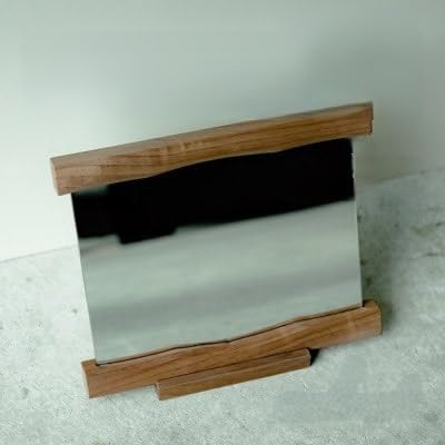 (天然木 ウォールナット)スタンドミラー 木製卓上鏡