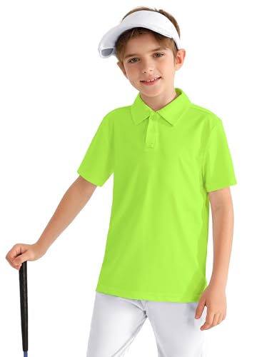 Reviews de Ropa de Rugby para Niño comprados en linea. 47 MIVEI - Polo de rendimiento para niños, diseño de rejilla de golf, manga corta, elástico, secado rápido, ligero, atlético, UPF50+, Verde neón, 5 Años