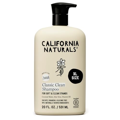 California Naturals Classic Clean Toasted Coconut Shampoo, Sulfate Free, Coconut Cleansing Complex, Natural, Vegan, Cruelty, Silicone, and Paraben Free, All Hair Types, 20 fl oz