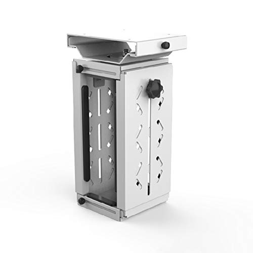 Soporte ajustable de metal para CPU móvil con carril, soporte para CPU colgante bajo escritorio con giro de 180 grados, para torre de computadora soporta hasta 15 kg, colores blanco y negro