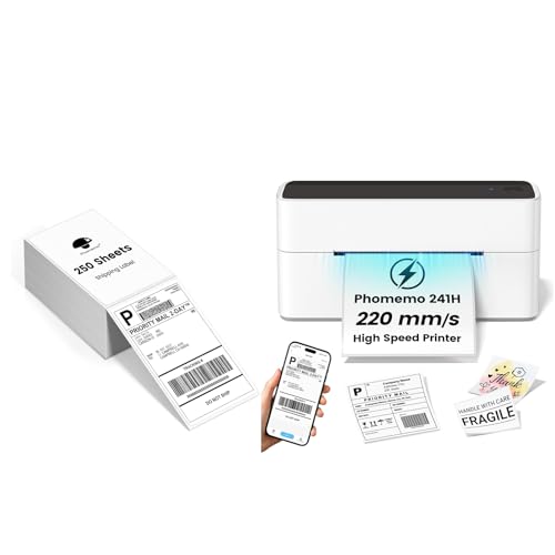 Image of 241BT High-Speed Shipping Label Printer 220mm /s, 250 Sheet 4x6 Thermal Shipping Label,4X6 Wireless Thermal Label Printer for Small Business, Compatible with iPhone, Android, Shopify, Amazon, USPS