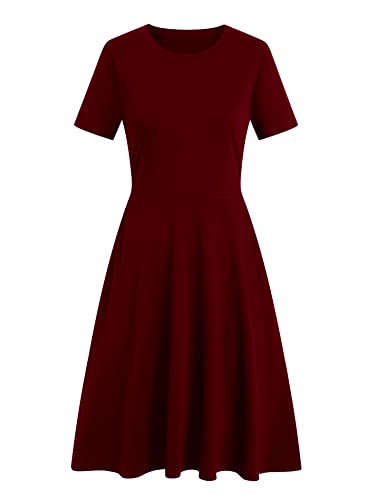 Image of Women's 2026 Fit and Flare Dress Summer Casual Elegant Vintage Floral Printed Work Party A-line Dress with Pockets 162