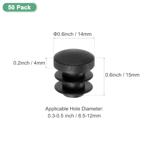 Image of M METERXITY 50 Pack Round Plastic Plug, OD 11 /20 inch Furniture Tube Inserts Pipe Hole End Caps for Tubing Post /Glide Insert for Pipe Post /Table Chair Leg /Metal Tubing /Fence [Black]