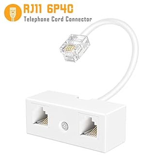 Uvital RJ11 Duplex Wall Jack Adapter Dual Phone Line Splitter, Two Way Telephone Splitters, Male to 2 Female Converter Cable, RJ11 6P4C Telephone Wall Separator for Landline, White, Wired (2 Pack)