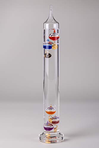 IDYL Galileo-Thermometer aus Glas | Glaszylinder mit farbigen Glaskugeln und Gradzahlen | Höhe 42 cm | Multicolor Cover