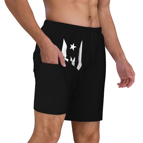 Mens Swim Trunks with Compression Liner Beach Board Shorts Quick Dry Swim Shorts -Puerto Rico Flag