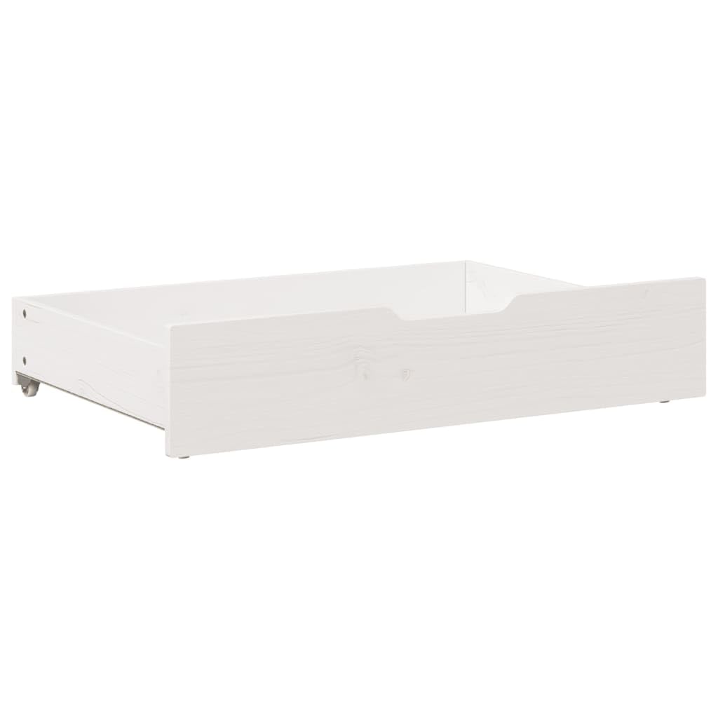 Gecheer Cassettiera sotto Letto, Salvaspazio con Ruote, 80x55x17 cm, Legno Massello di Pino, Bianca, per Camera da Letto, Organizzazione Biancheria e Abbigliamento