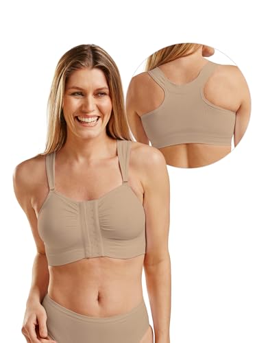 CAREFIX Bella Front Closure Comfort/Sleep Bra #3212, Medium, Nude