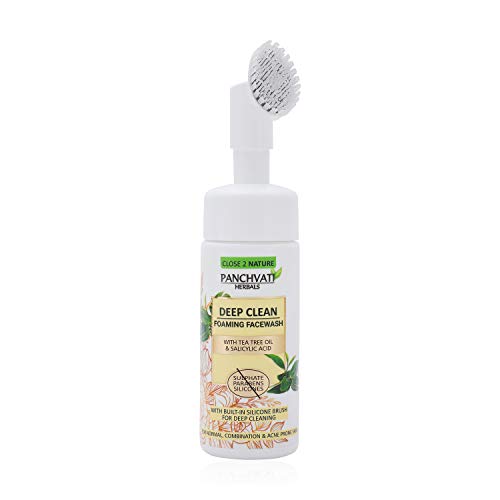 Image of PANCHVATI Foaming Face Wash with Built-In Face Brush for Deep Cleansing, 150 ml - No Parabens, No Sulphate, No Silicones & Color