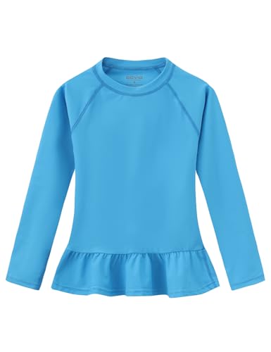 Dovio Girls' Ruffle Rash Guard Swim Shirts, UPF 50+ Sun