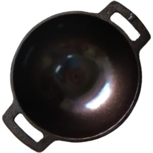 Stylish Special Smooth Finish Iron Kadhai, Frying Kadhai with GoldenKadhai 7inch.