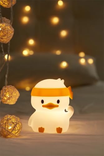 Image of Heavy Quality Soft Silicone Kids Night Lights Lamps for Decoration Warm Dimmable USB Rechargeable Lamps Touch Control Sensor Duck Lamp for Baby Room /Bedroom /Living Room /Home