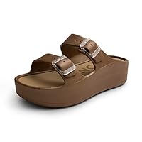 Lemon Jelly Women's Platform Sandals - Casual Double-Buckled Water-Friendly Wedges for Beach - Comfortable, Lightweight Slip-On Sandals for Ladies - Cute, Versatile Chunky Summer Slides