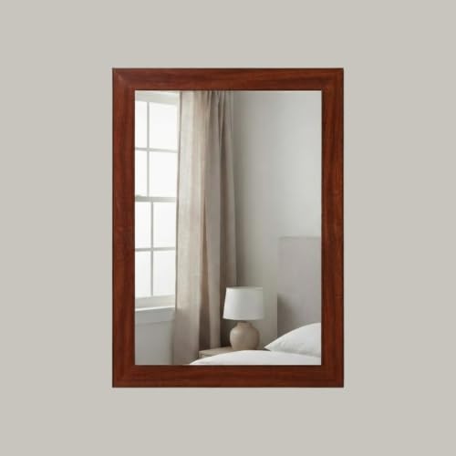 Image of Creative Arts n Frames Wall Decor Hand Crafted Wooden HD Wall Mirror Panel for Living Room Bedroom Lobby Modern Wall Decor Home Decor Items (Regular Chocolate 15X21 inch Framed HD Mirror)