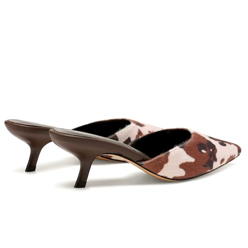 Image of Riekhany Women Kitten Heels Mules Closed Pointed Toe Slip on Stiletto Pumps