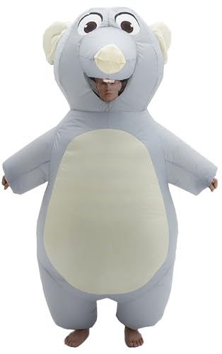 QNRMS Inflatable Rat Costume Adult Blow up Mouse Inflatable Costume Funny Halloween Party Cosplay for Men/Women(Grey)