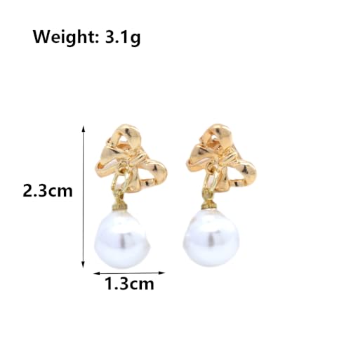Aretes con lazo de perla para mujer miniatura 3