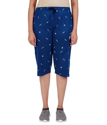Image of FEEL TRACK Women Cotton Regular Fit Printed Capri (Pack of 1)