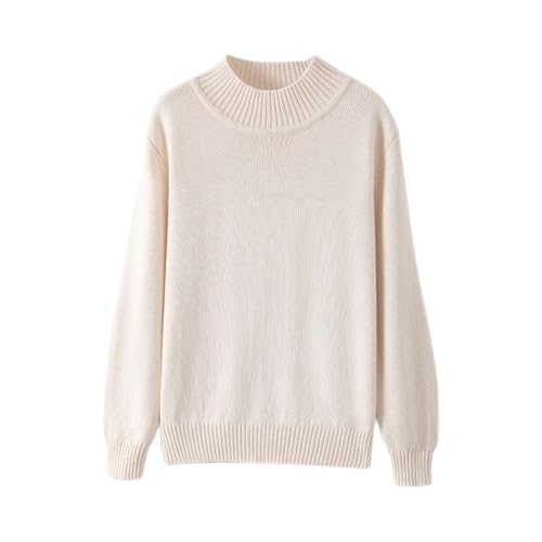Knitted Pure Cotton Pullover Mens Thickened Loose Sweater Half Height Collar Long Sleeves Basic Top Comfortable