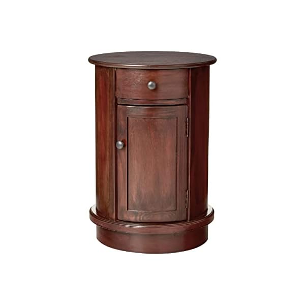 Decor Therapy Keaton Traditional Round Side Storage End Table, 26″ x 17.75″, Vintage Cherry